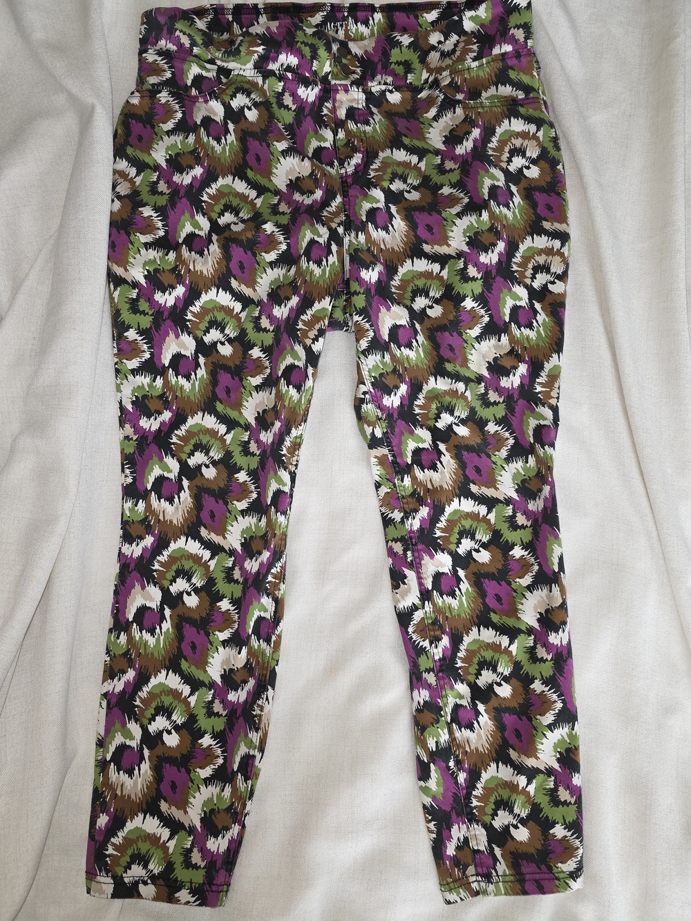 * Terra & Sky Jeggings Womens Plus Size 1x 16w-18w Skinny Mid Rise Purple Green - Picture 2 of 11